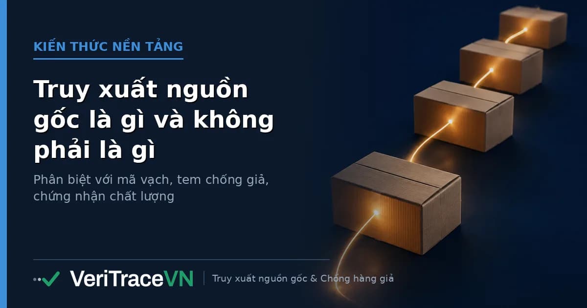 Sơ đồ minh hoạ khái niệm truy xuất nguồn gốc theo TCVN 12850:2019