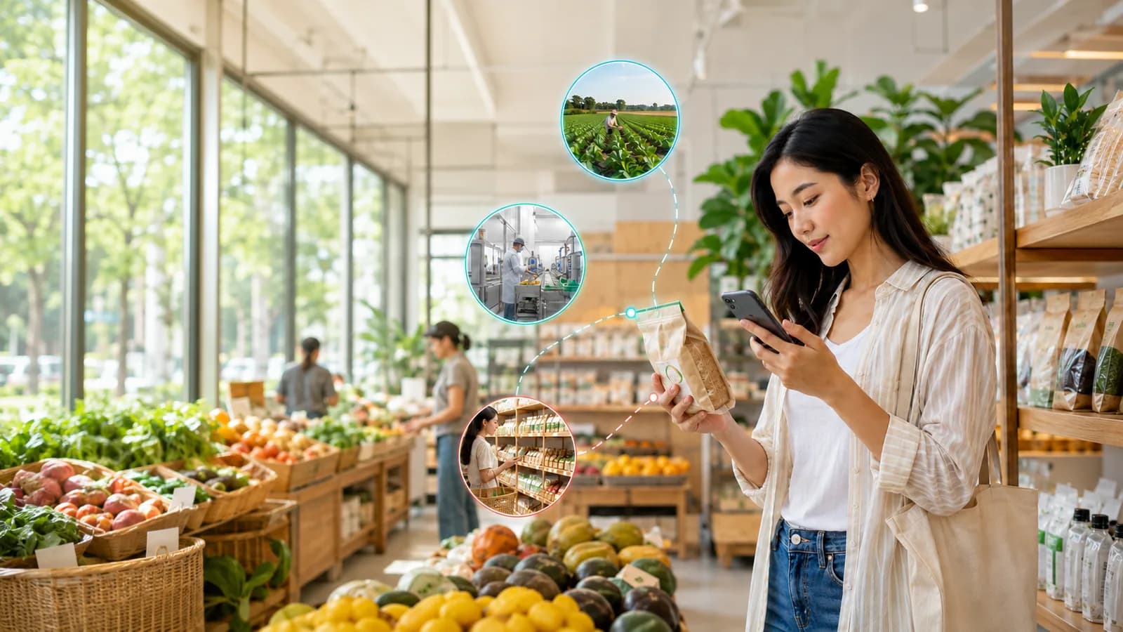 Người mua quét mã QR trên bao bì sản phẩm để kiểm tra nguồn gốc hàng hóa