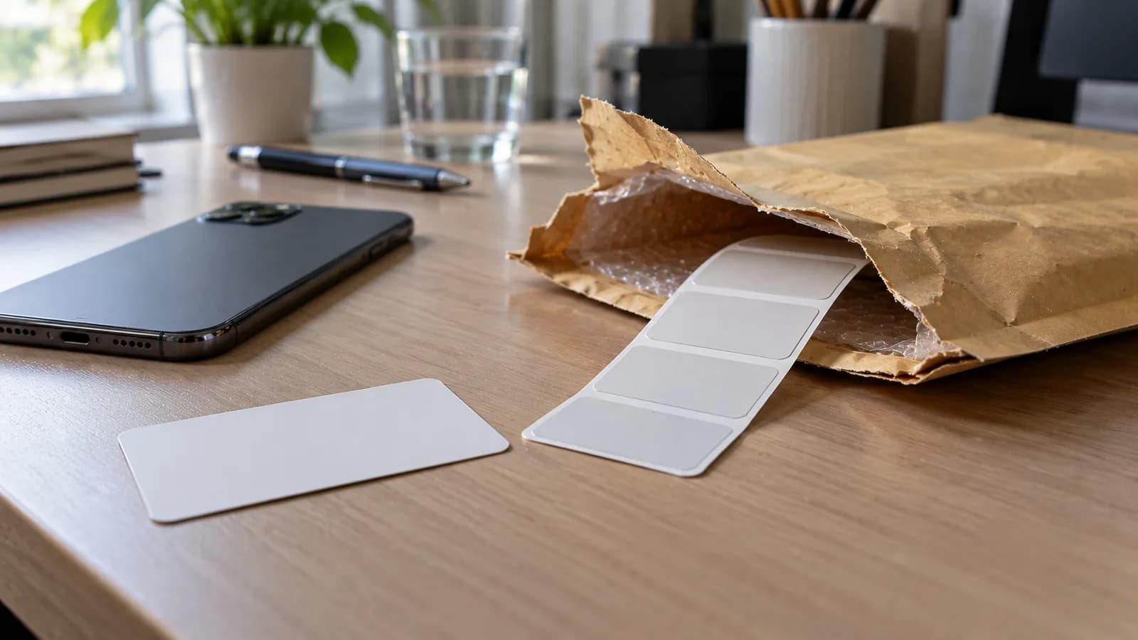 Hai mẫu tem bảo mật đặt cạnh nhau dưới kính lúp để đối chiếu