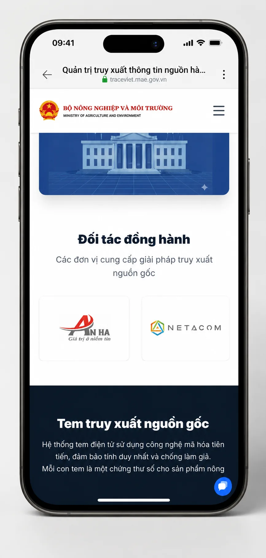 An Hà được Bộ Nông nghiệp và Môi trường lựa chọn cung cấp giải pháp truy xuất nguồn gốc