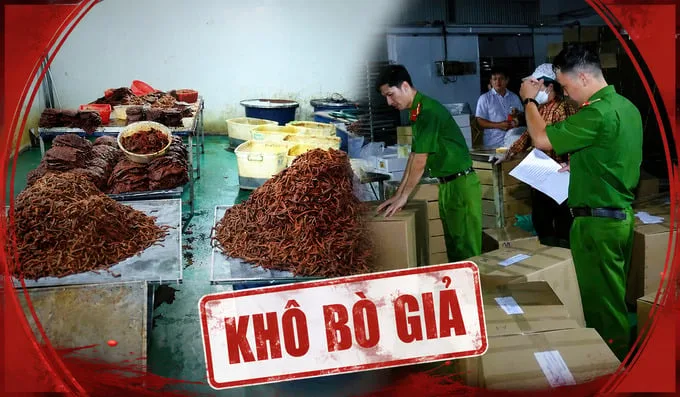 Cơ sở sản xuất khô bò giả bị lực lượng chức năng kiểm tra